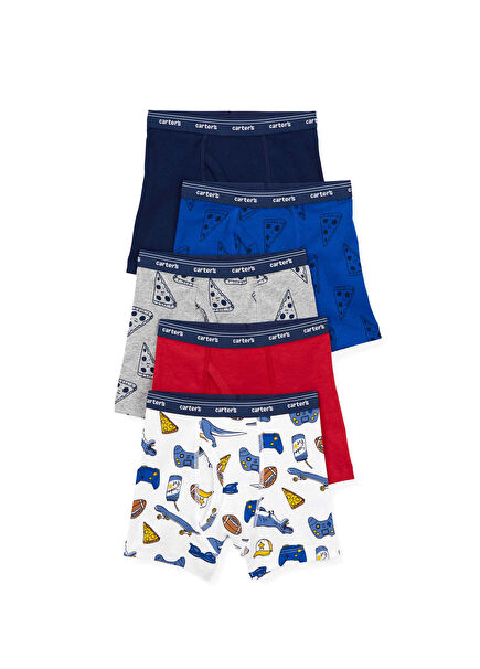 Patterned Boys' 5-Piece Boxer Set