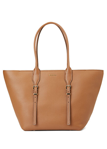 Buckle Tote Tan Women's Leather Shopping Bag