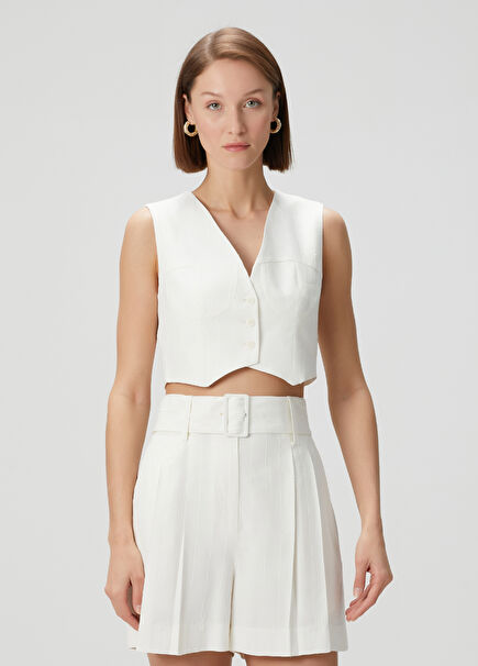Madeleine Ecru Sequined Crop Blouse