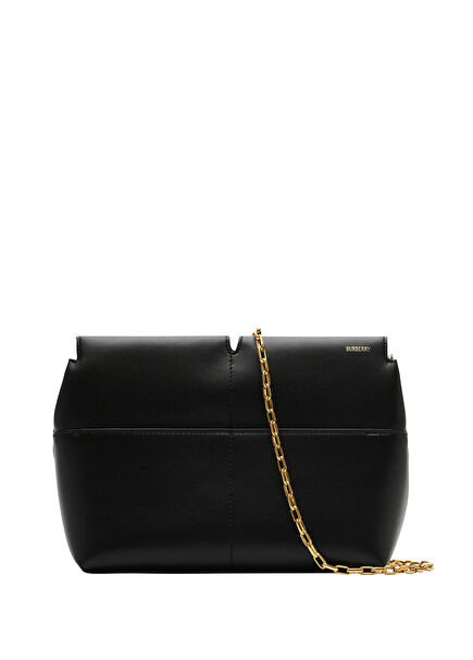 Soft Snip Black Leather Women's Shoulder Bag