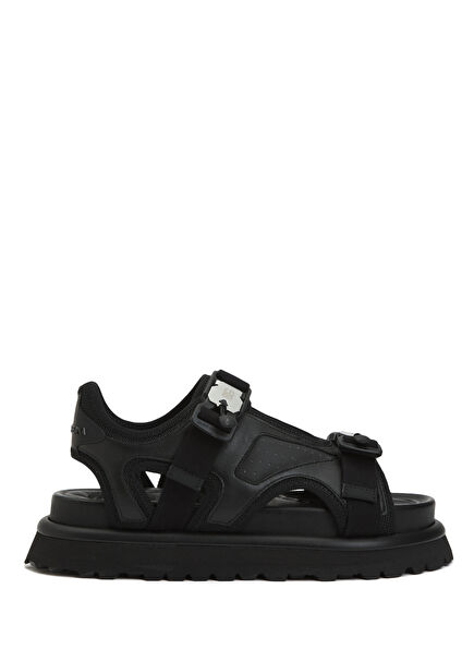 Black Logo Detailed Men's Sandals