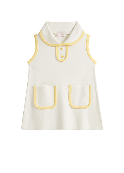 Daisy Ecru Knitwear Sleeveless Girl Dress