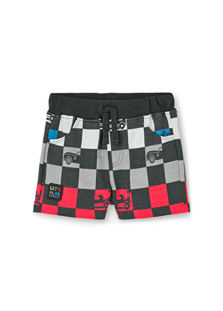 Renkli Araç Baskılı Erkek Çocuk Şort