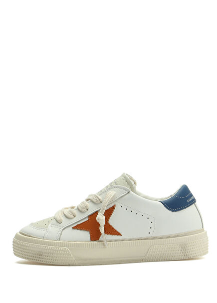 May White Kids Leather Sneakers