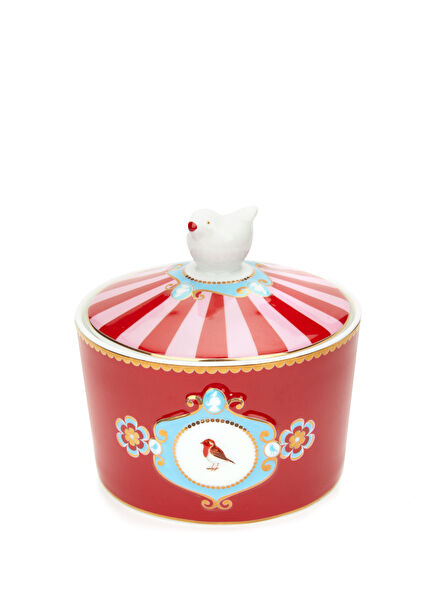 Love Birds Kırmızı Porselen Şekerlik