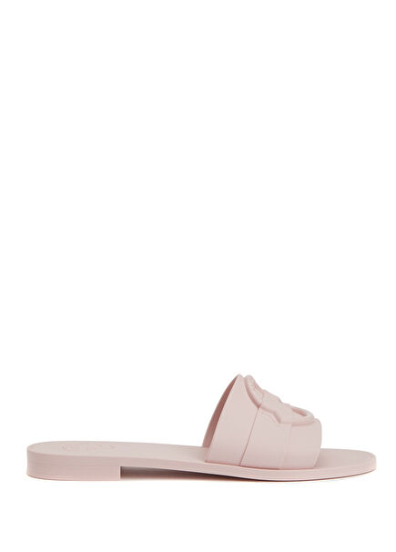 Light Pink Logo Detailed Women's Beach Slippers