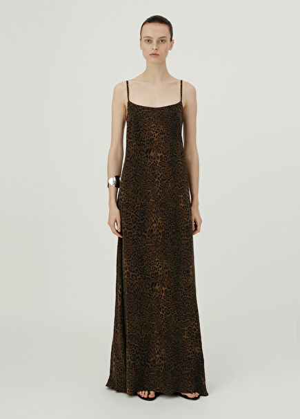 Kate Brown Leopard Print Kupro Strap Women's Dress