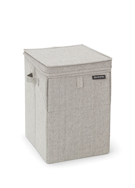 Gri Kumaş Çift Kapaklı Çamaşır Sepeti 35 Lt