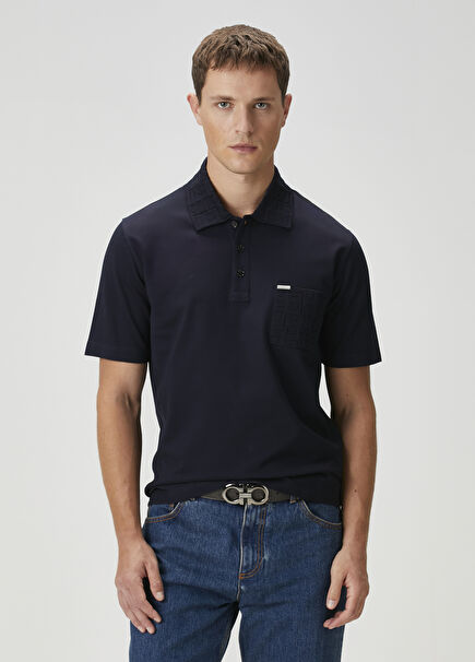 Navy Blue Polo Neck T-Shirt