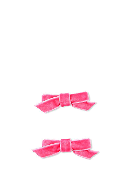 Pembe Düz Fiyonk Kız Bebek 2'li Klips Timsah Toka