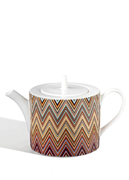 Zikzak Desenli Porselen Demlik