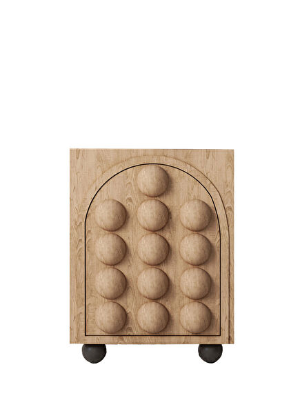 Curve Light Brown Wooden Bedside Table