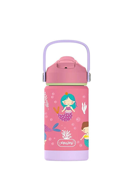 FlipSip Mermaid Dream Dark Pink Kids Water Thermos 360 ml