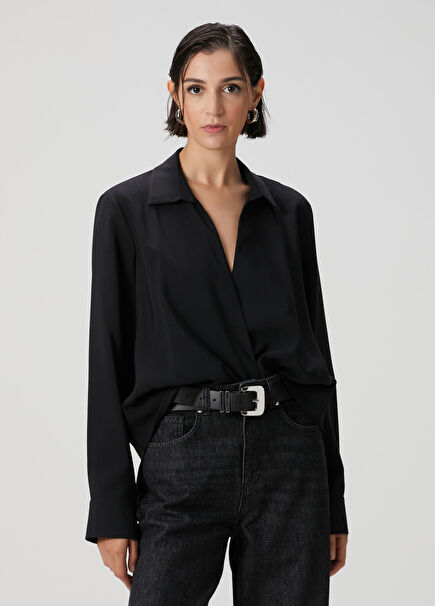 Black Flowing Blouse