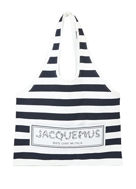 Le Sac Marcel Lacivert Beyaz Kadın Plaj Çantası