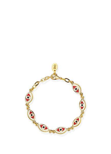 Cleopatra Red Evil Eye Beaded Women's Bracelet