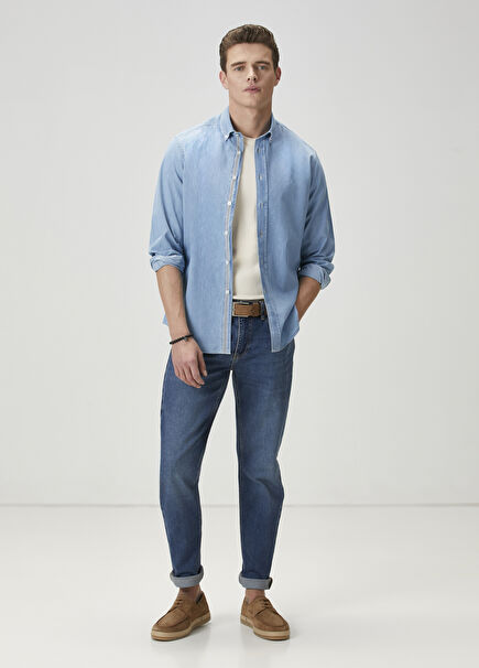 Straight Fit Koyu Mavi Jean Pantolon