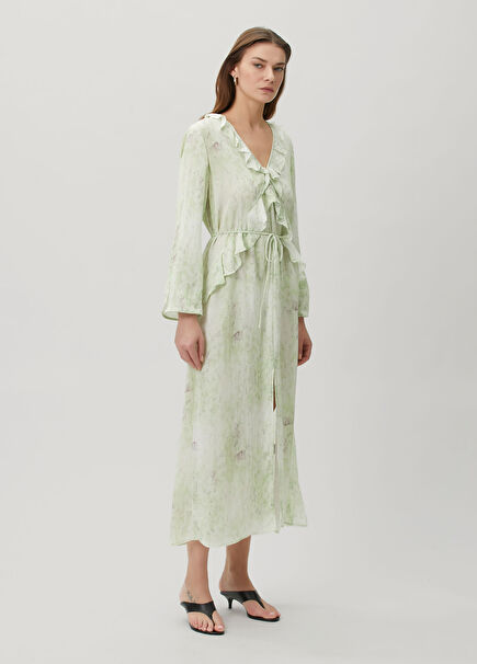 Annia Green Print Midi Dress
