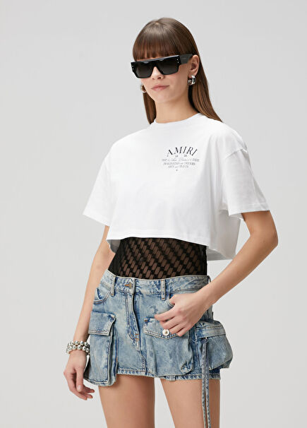 Arts District Beyaz Crop T-shirt