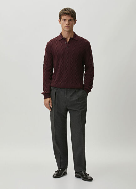 Anthracite Pleated Wool Trousers