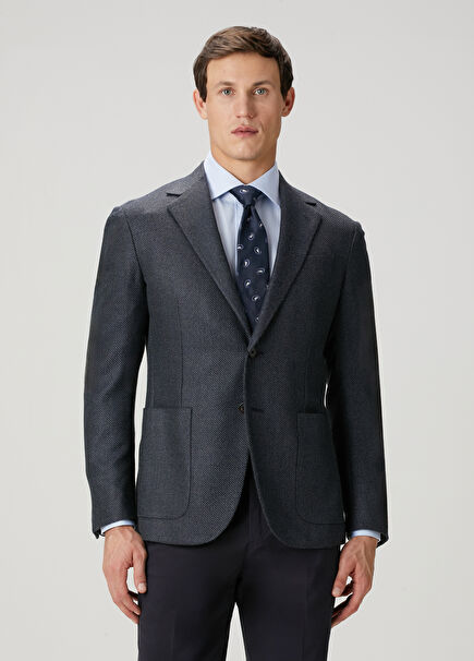 Koyu Mavi Yün Ceket