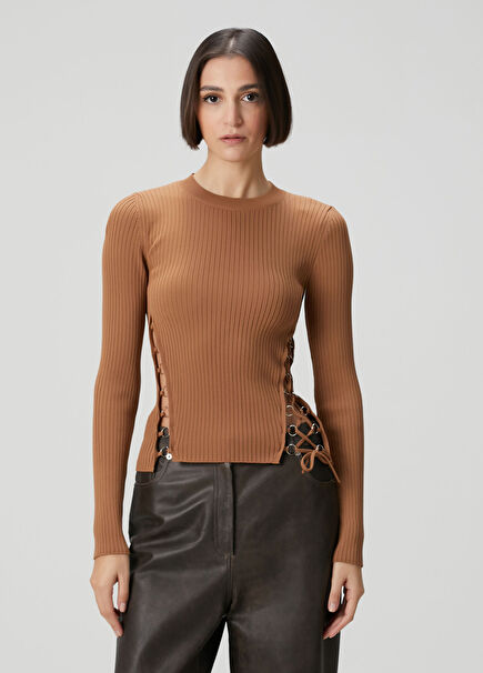 Camel Bağlama Detaylı Triko