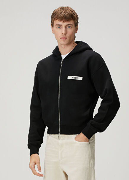 Gros Grain Siyah Kapüşonlu Sweatshirt