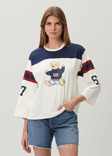 Polo Bear Navy Blue White Long Sleeve T-Shirt