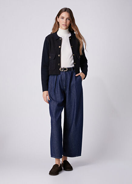 Indigo Geniş Slouchy Jean Pantolon