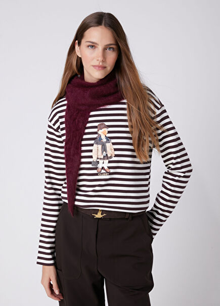 Clubby Burgundy White Striped Sweatshirt