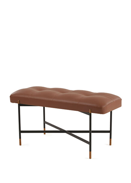 Kirit Mini Copper Detailed Black Metal Pedestal Bench