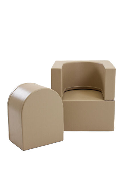 Snoozy Grey Beige Yumuşak Bebek Odası Blok Koltuk