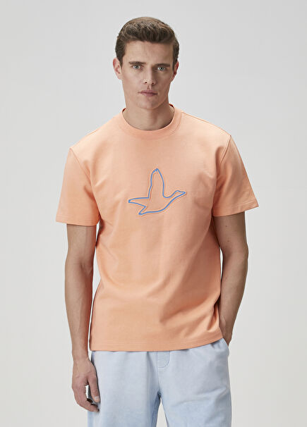 Kayısı Kontrast Baskı Detaylı T-shirt