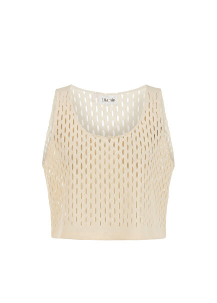 Loose Fit Women's Crop Blouse with Beige Thick Straits