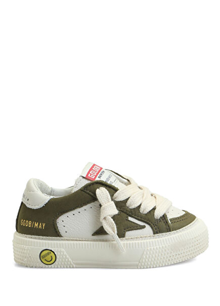May White Green Kids Leather Sneaker