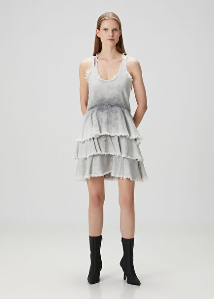 Cavarly Gri Mini Elbise