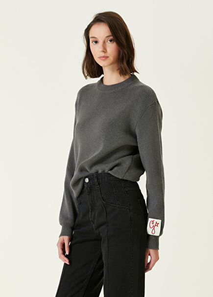 Koyu Gri Logolu Kazak