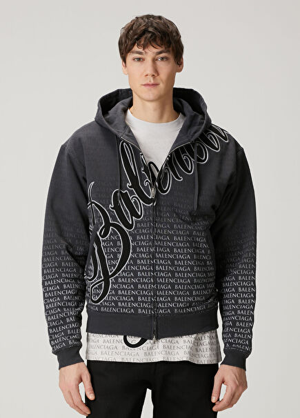 Siyah Kapüşonlu Sweatshirt