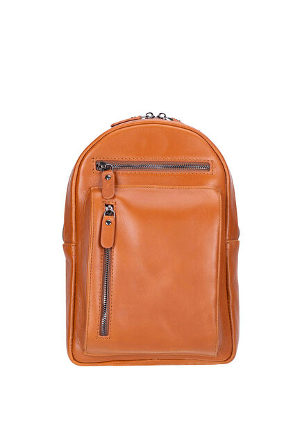 Blake Tan Luxe Taba Deri Çapraz Unisex Sırt Çantası