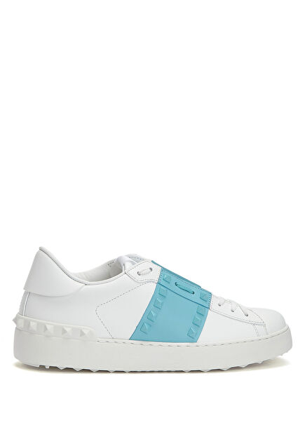 Rockstud Beyaz Mavi Kadın Deri Sneaker