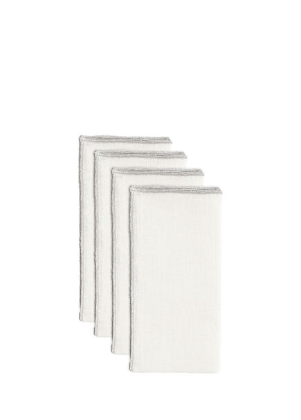 White Silver 4-Piece Christmas Linen Napkin Set