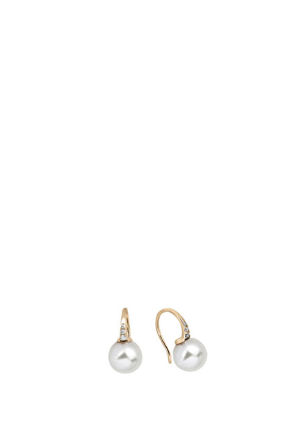 18K Rose Gold Pearl Women's Diamond Earrings