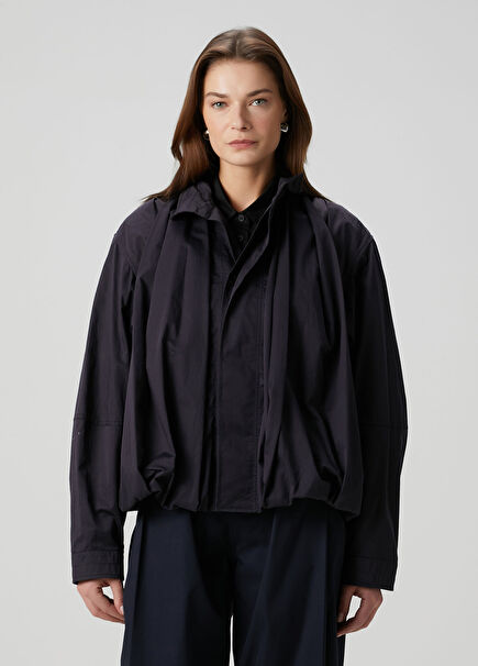 Navy Blue Draped Jacket