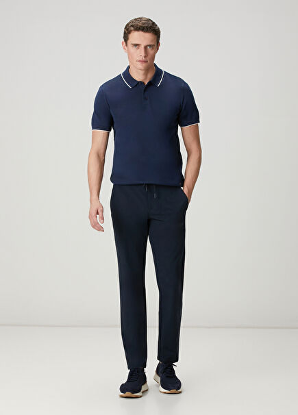Navy Blue Waist Corded Magnetic Technical Trousers