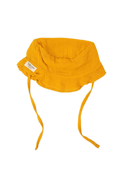 Hardal Müslin Bucket Bağcıklı Unisex Bebek Şapka