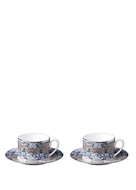 Palazzo Pitti Leopard Print Porcelain Coffee and Tea Cup Set for 2 People