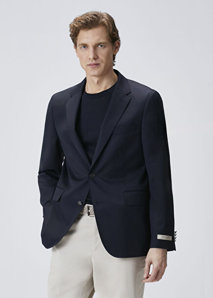 Drop 7 Lacivert Yün Blazer Ceket