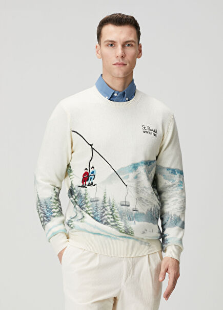 Heron Beyaz Yün Kazak