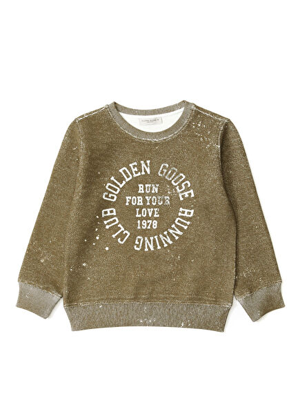 Yeşil Logo Baskılı Erkek Çocuk Sweatshirt