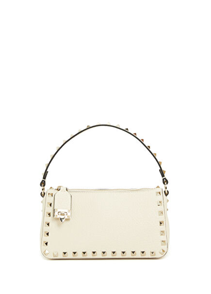 Rockstud Ekru Kadın Deri Çanta